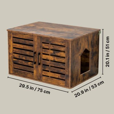 Image showing 6 th TRIXIE Farmhouse Litter Box Enclosure Cat Litter Box Furniture w-Removable Divider Indoor Wooden Cat House & End Table