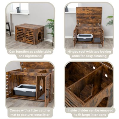 Image showing 7 th TRIXIE Farmhouse Litter Box Enclosure Cat Litter Box Furniture w-Removable Divider Indoor Wooden Cat House & End Table