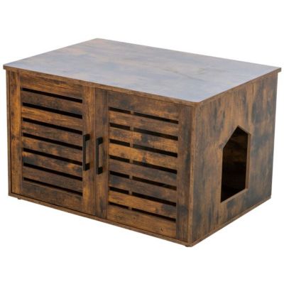 Image showing 11 th TRIXIE Farmhouse Litter Box Enclosure Cat Litter Box Furniture w-Removable Divider Indoor Wooden Cat House & End Table