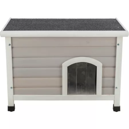 TRIXIE Wooden Cat House Raised and Weatherproof Cat House 2 Cover Openings Shelter for Feral Cats or Small Animals Outdoor Cat Houses