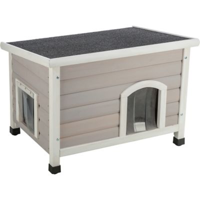 Image showing  Wooden Cat House, Elevated-Weatherproof Cat House, 2 Cover Openings, Shelter for Feral Cats or Small Animals
