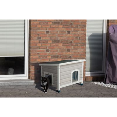 Image showing  Wooden Cat House, Elevated-Weatherproof Cat House, 2 Cover Openings, Shelter for Feral Cats or Small Animals