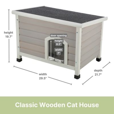Image showing 6 th TRIXIE Wooden Cat House, Elevated-Weatherproof Cat House, 2 Cover Openings, Shelter for Feral Cats or Small Animals