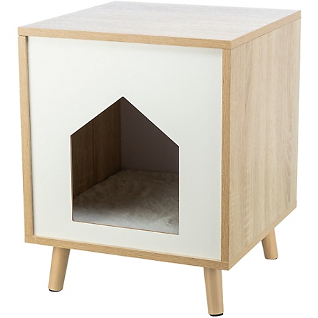 TRIXIE Isa Indoor Cat Condo, Modern Cat Bed Side Table & Nightstand, Cat Hideaway Cave with Cozy Cushion