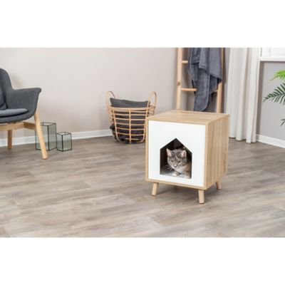 Image showing  Isa Indoor Cat Condo, Modern Cat Bed Side Table & Nightstand, Cat Hideaway Cave with Cozy Cushion