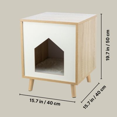 Image showing  Isa Indoor Cat Condo, Modern Cat Bed Side Table & Nightstand, Cat Hideaway Cave with Cozy Cushion