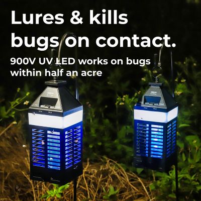 Image showing  Solar Bug Zapper Lantern with 360 deg. Easy-Clean Brush