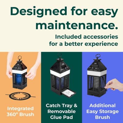 Image showing 5 th Techko Solar Bug Zapper Lantern with 360 deg. Easy-Clean Brush