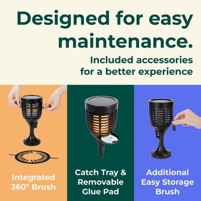 Image showing 5 th Techko Solar Bug Zapper Torch with 360 deg. Easy-Clean Brush