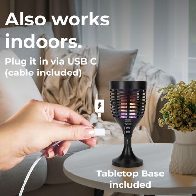 Image showing 6 th Techko Solar Bug Zapper Torch with 360 deg. Easy-Clean Brush