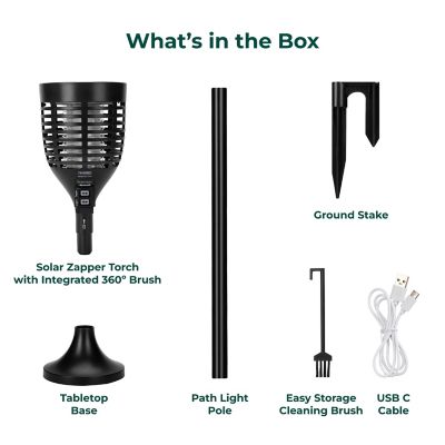 Image showing 8 th Techko Solar Bug Zapper Torch with 360 deg. Easy-Clean Brush