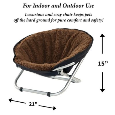 Image showing  Pet Cozy Chair - Brown Fleece Top Cushion for Small Dogs