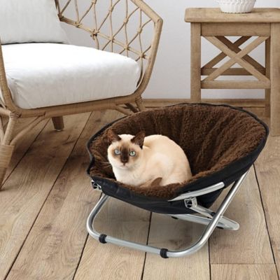 Image showing  Pet Cozy Chair - Brown Fleece Top Cushion for Small Dogs