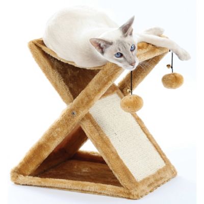 Image showing  Foldaway Cat Play Tower and Scratching Post with Hanging Balls
