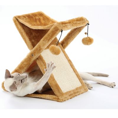 Image showing  Foldaway Cat Play Tower and Scratching Post with Hanging Balls