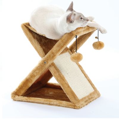Image showing  Foldaway Cat Play Tower and Scratching Post with Hanging Balls