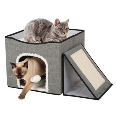 Image showing  Foldaway Cat Condo & Play Center with Interactive Hanging Ball for Kittens