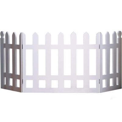 Etna Products Folding White Picket Fence Free Standing Pet Gate, Elegant 3 Panel Folding Wood Gate