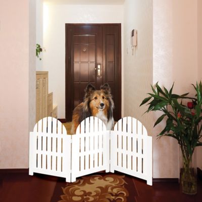 Image showing  White Adirondack Style Free Standing Pet Gate, 3 Panel Foldable Gate