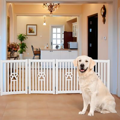 Image showing  4 Panel Dog Gate - Foldable Wooden Freestanding Pet Gate
