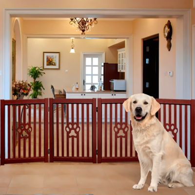 Image showing  Foldable 5-Panel Freestanding Wooden Pet Gate