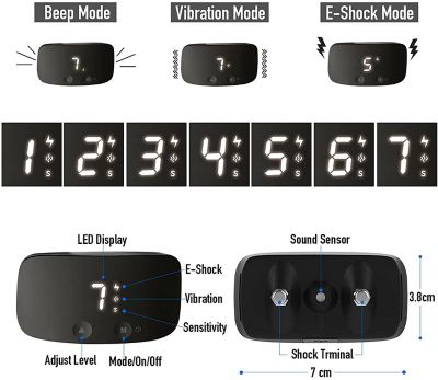 Image showing 7 th Pet Life Evolution LED 7-Level Vibration and Sound Smart Anti-Bark Dog Collar