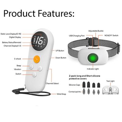 Image showing  Ellipse LED 1-to-3 Dog 550-Yard Range 16-Level Vibration Sound and Stimulation Training Dog Collar