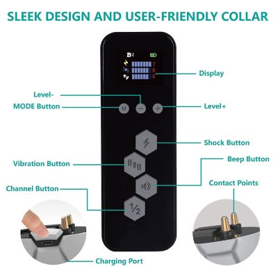 Image showing  Howless LED 1-to-2 Dog 1,200 Foot Range 7-Level Vibration and Sound Training Dog Collar
