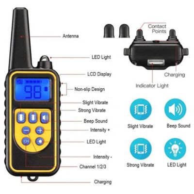 Image showing  Barkshield LED 1-to-3 Dog 900 Yard Range 7-Level Vibration and Sound Training Dog Collar