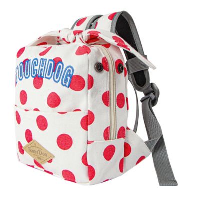 Touchdog Polka Dot Large Pocketed Zippered Duffle Dog Backpack and Harness