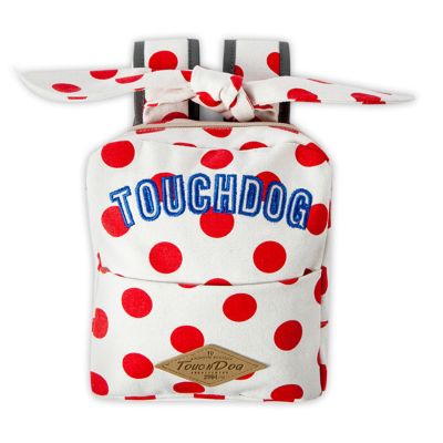 Image showing  Polka Dot Large Pocketed Zippered Duffle Dog Backpack and Harness