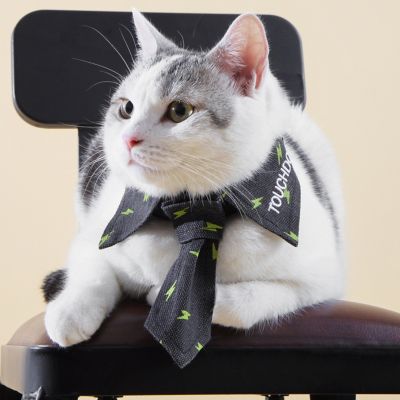 Image showing 1 th Touchdog Black Pattern Easy-Adjustable Velcro Designer Accessory Fashion Dog Necktie
