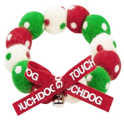 TouchCat Pom-Pom Patterned Designer Cat Neck Collar with Chime Bell