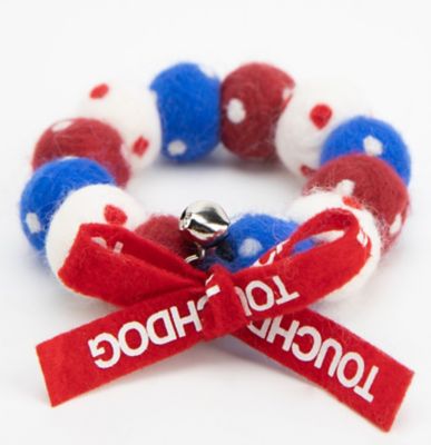 Image showing 3 th TouchCat Pom-Pom Patterned Designer Cat Neck Collar with Chime Bell