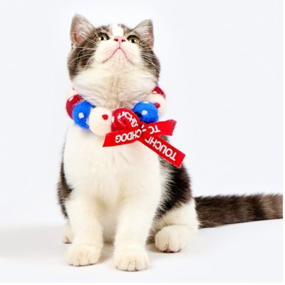 Image showing 5 th TouchCat Pom-Pom Patterned Designer Cat Neck Collar with Chime Bell