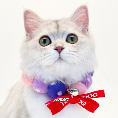 Image showing 1 th TouchCat Pom-Pom Patterned Designer Cat Neck Collar with Chime Bell