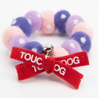 Image showing 3 th TouchCat Pom-Pom Patterned Designer Cat Neck Collar with Chime Bell