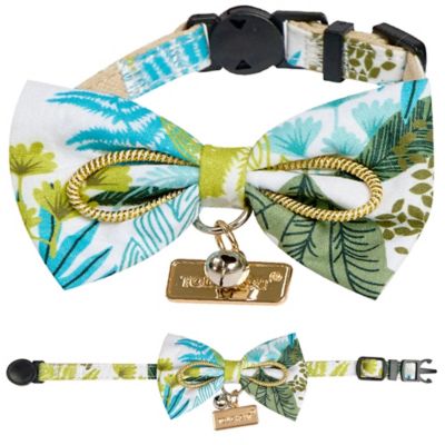TouchCat Tropical Patterned Designer Cat Collar with Bow