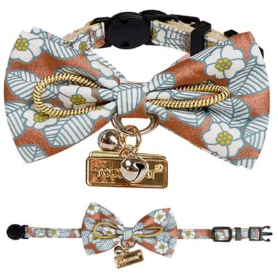 TouchCat Floral Patterned Designer Cat Collar with Bow