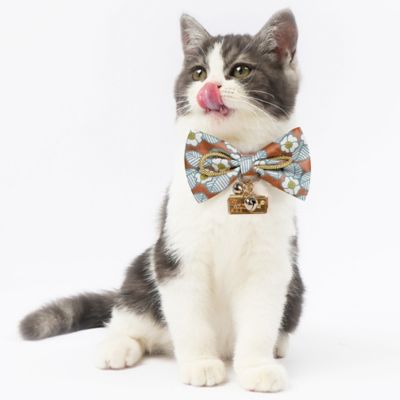 Image showing  Floral Patterned Designer Cat Collar with Bow