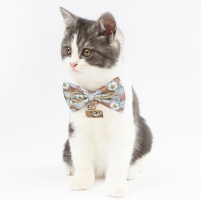 Image showing  Floral Patterned Designer Cat Collar with Bow