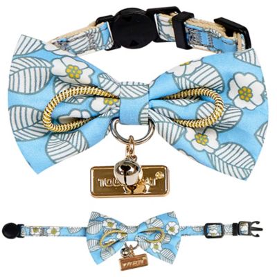 Image showing  Floral Patterned Designer Cat Collar with Bow