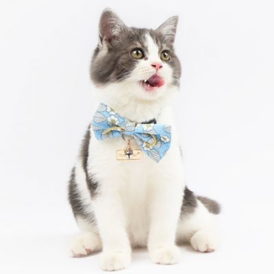Image showing  Floral Patterned Designer Cat Collar with Bow
