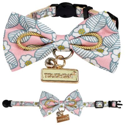 TouchCat Floral Patterned Designer Cat Collar with Bow