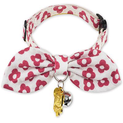 TouchCat Miss-Daisy Designer Cat Collar with large Bowtie and Bell Charm