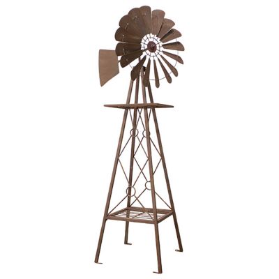 Image showing  Rustic Kinetic Windmill Obelisk, Brown, 70 in.H