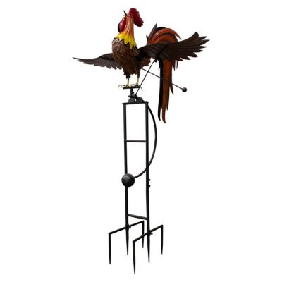 Image showing  Staked Metal GIANT Rooster Rocker, Multicolored, 86 in.H