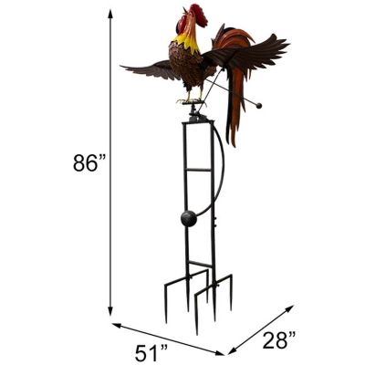 Image showing 6 th Red Carpet Studios Staked Metal GIANT Rooster Rocker, Multicolored, 86 in.H