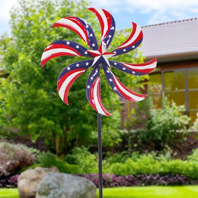 Red Carpet Studios Kinetic Patriotic Art Staked Wind Spinner