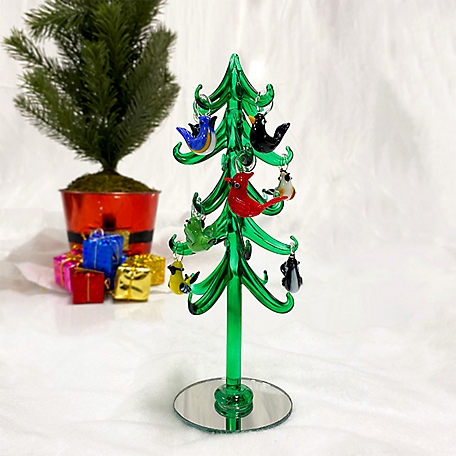 Red Carpet StudiosGlass Evergreen Tree with Assorted Bird Ornaments